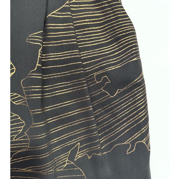 Halston Heritage Kimono-sleeve Dress in black and metallic floral pattern. - Picture 5 of 9